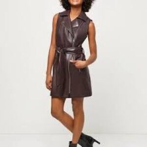 NWT BCBGeneration Frankie Faux Leather Brown Sleeveless Dress, Size XS